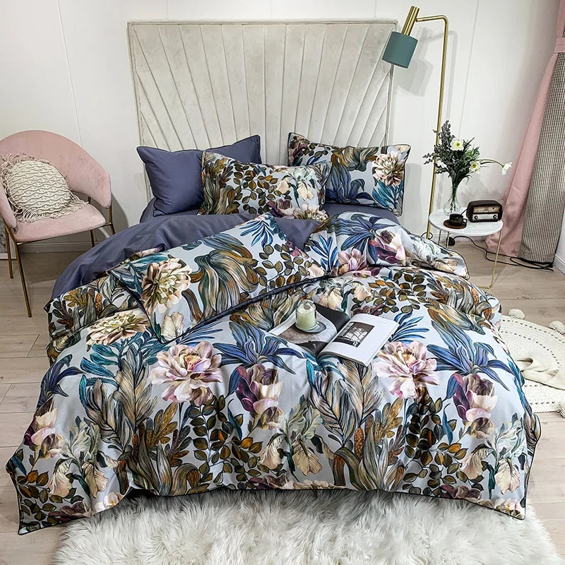 DecorBites™ Luxury Flamingo Leaf Bedding Set | Cotton | Queen & King Size