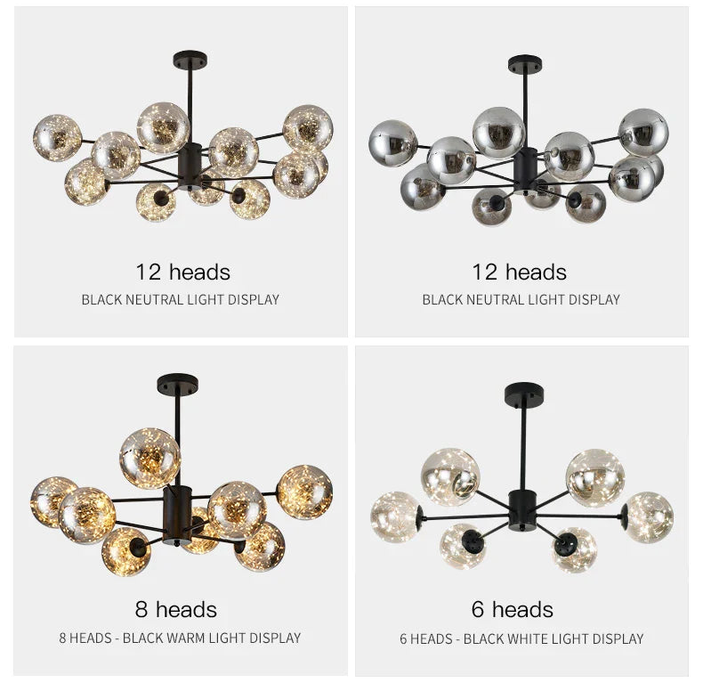DecorBites™ Luxury Glass Ball Nordic Chandeliers - Dimmable