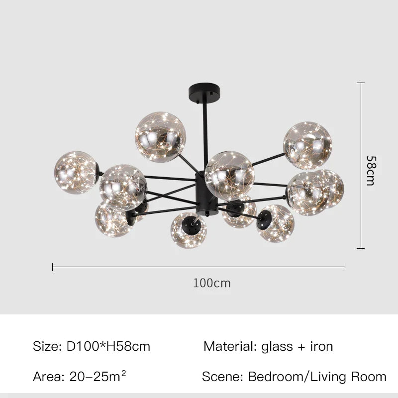 DecorBites™ Luxury Glass Ball Nordic Chandeliers - Dimmable