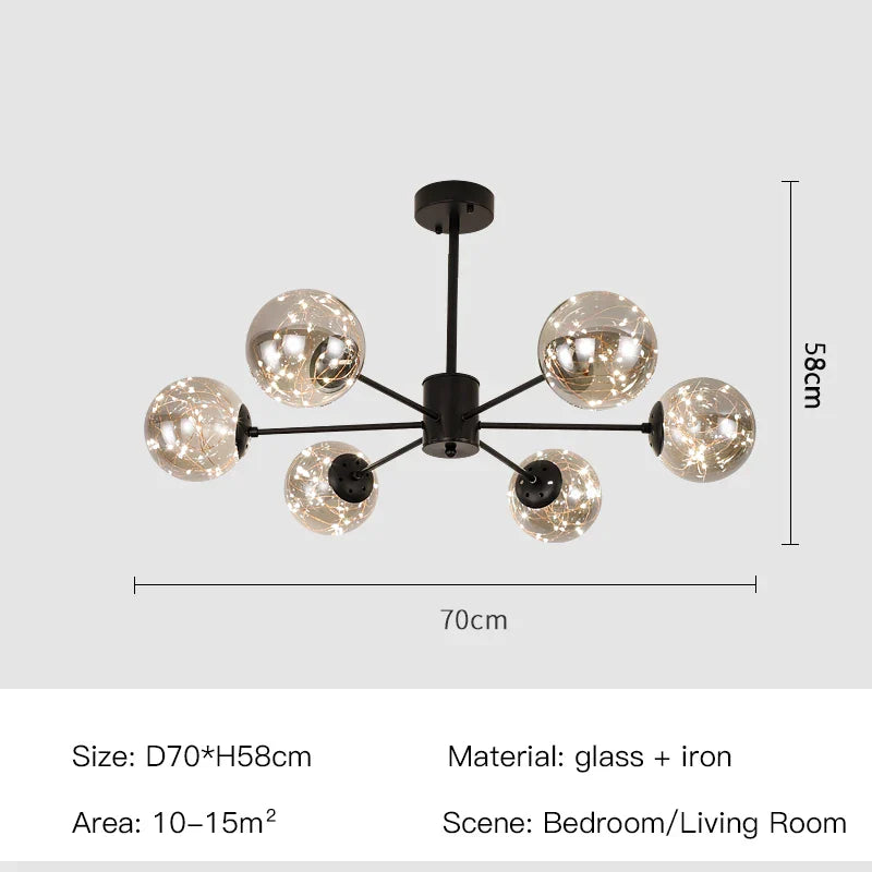 DecorBites™ Luxury Glass Ball Nordic Chandeliers - Dimmable
