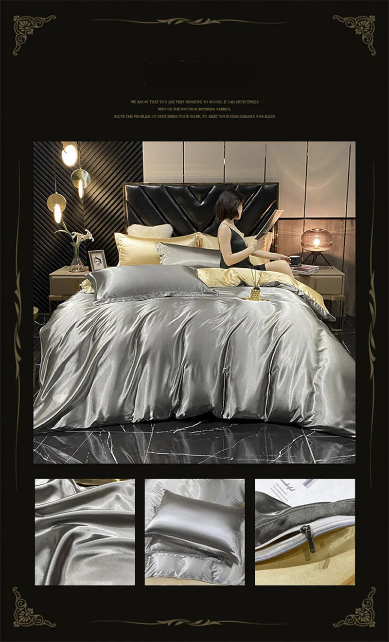 DecorBites™ Luxury Mulberry Silk Bedding Set with Sheets