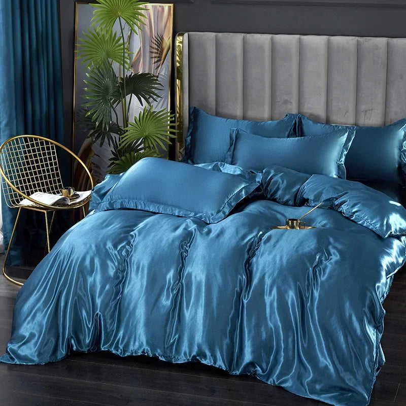 DecorBites™ Luxury Silk Bedding Set - Solid Color