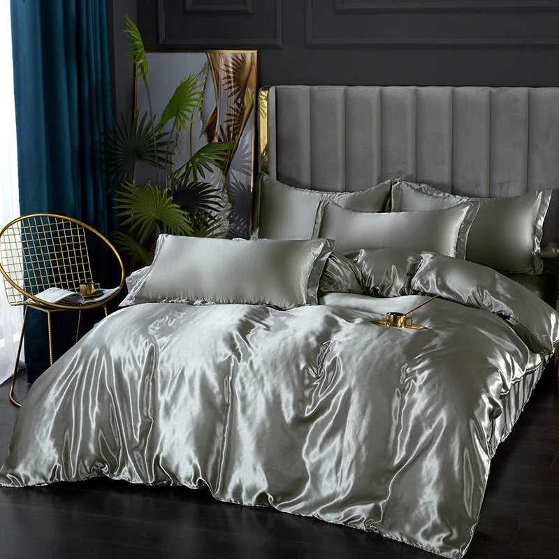DecorBites™ Luxury Silk Bedding Set - Solid Color