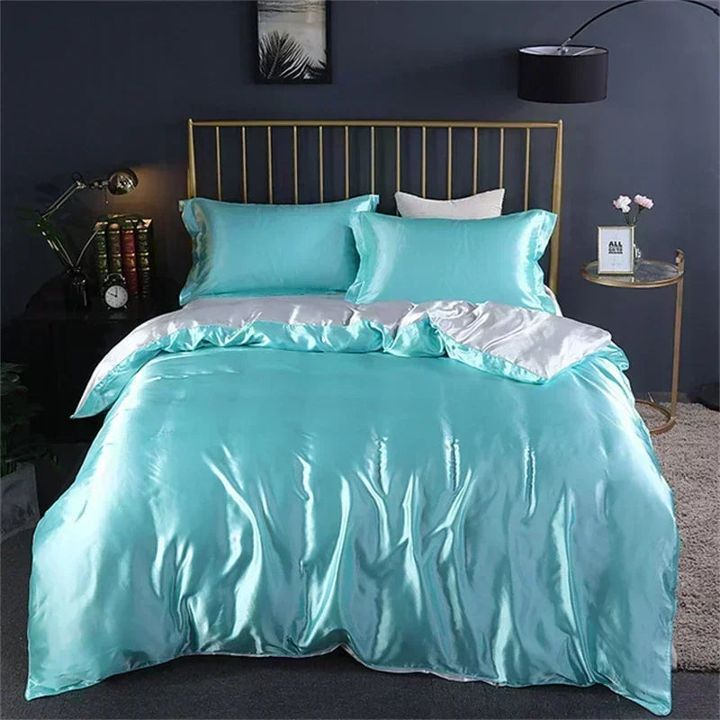 DecorBites™ Luxury Silk Bedding Set with Sheets