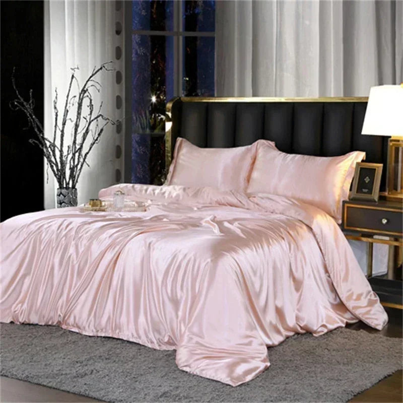 DecorBites™ Luxury Silk Bedding Set with Sheets
