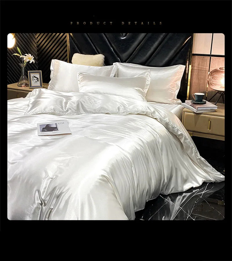 DecorBites™ Luxury Silk Bedding Set with Sheets