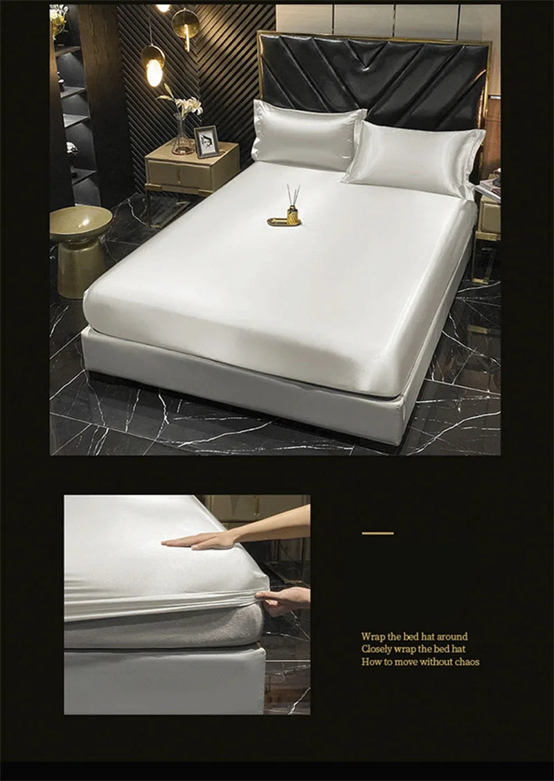 DecorBites™ Luxury Silk Bedding Set with Sheets