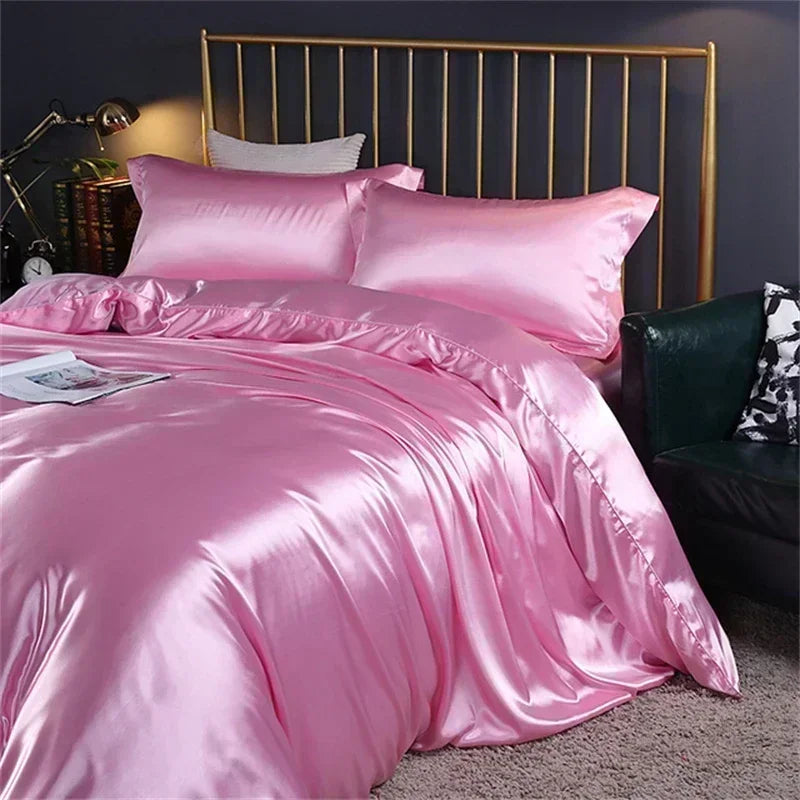 DecorBites™ Luxury Silk Bedding Set with Sheets