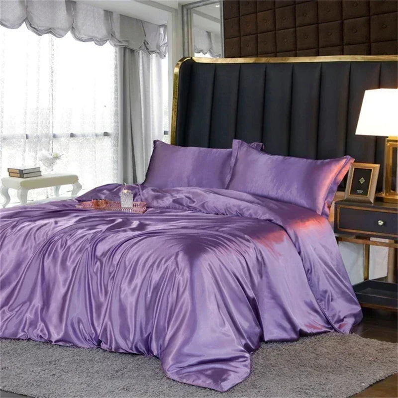 DecorBites™ Luxury Silk Bedding Set with Sheets
