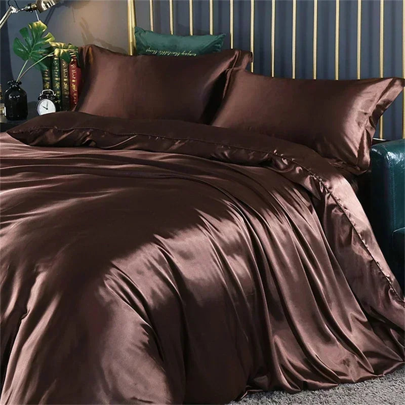 DecorBites™ Luxury Silk Bedding Set with Sheets