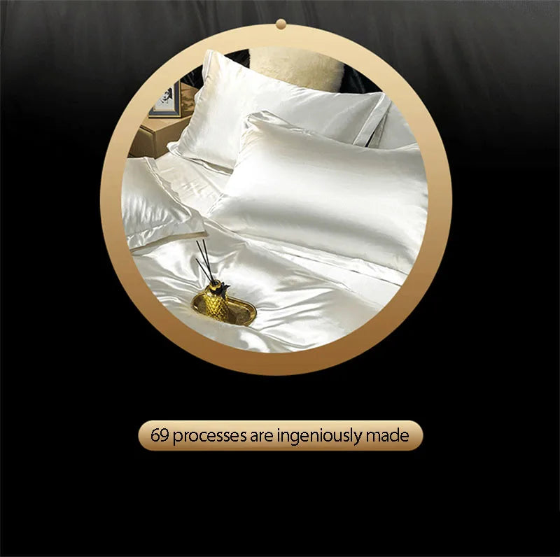 DecorBites™ Luxury Silk Bedding Set with Sheets - Queen/King Size