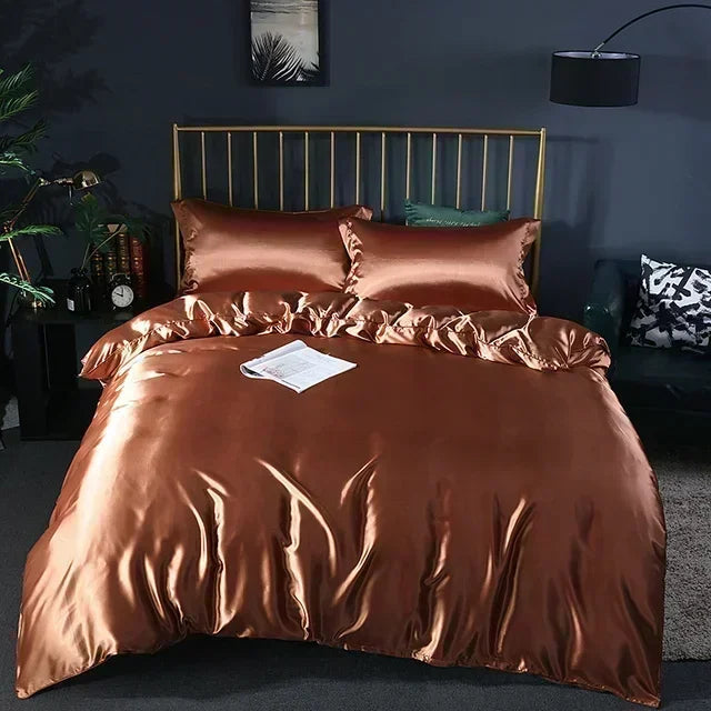 DecorBites™ Luxury Silk Bedding Set with Sheets - Queen/King Size