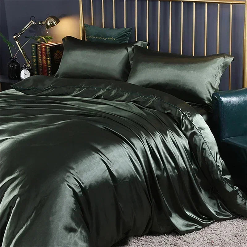 DecorBites™ Luxury Silk Bedding Set with Sheets - Queen/King Size