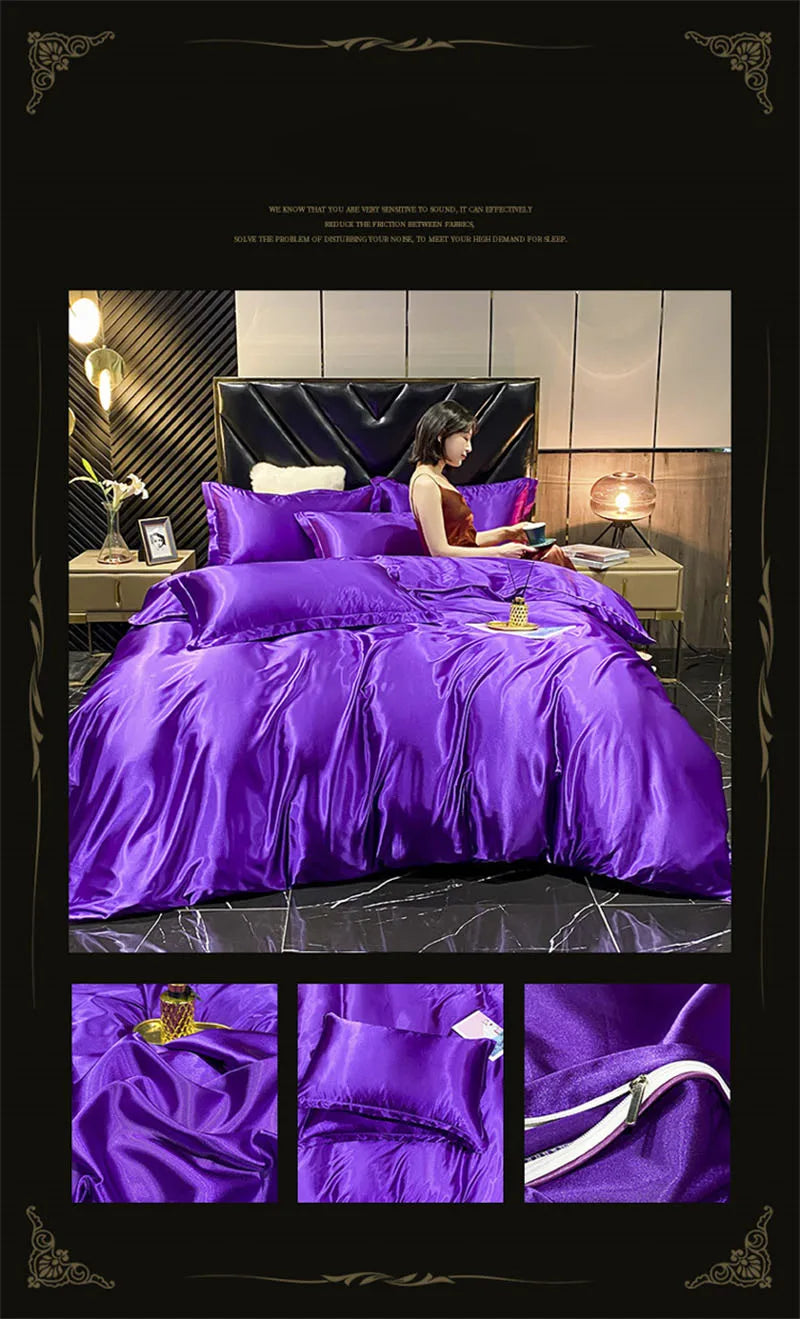 DecorBites™ Luxury Silk Bedding Set with Sheets - Queen/King Size