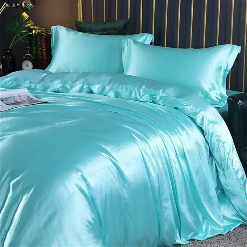DecorBites™ Luxury Silk Bedding Set with Sheets - Queen/King Size