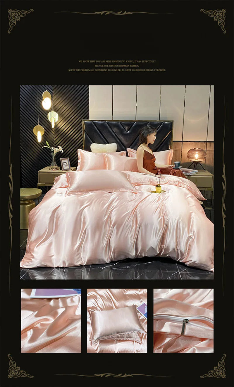 DecorBites™ Luxury Silk Bedding Set with Sheets - Queen/King Size