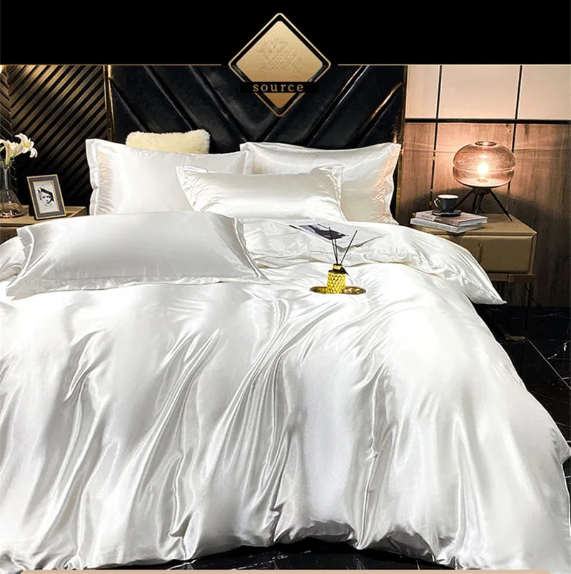 DecorBites™ Luxury Silk Bedding Set with Sheets, Queen & King Sizes