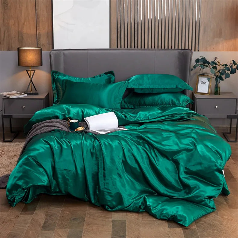 DecorBites™ Luxury Solid Color Bedding Set in Rayon Satin
