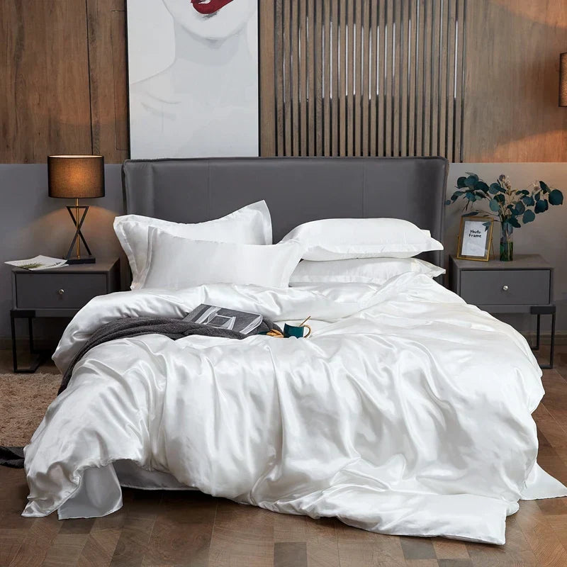 DecorBites™ Luxury Solid Color Bedding Set in Rayon Satin