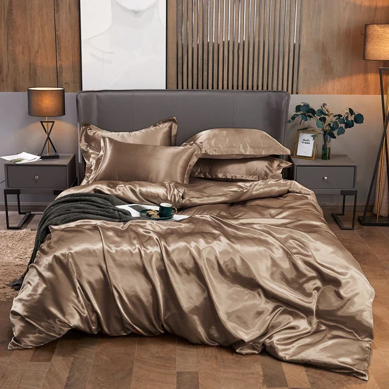 DecorBites™ Luxury Solid Color Bedding Set in Rayon Satin