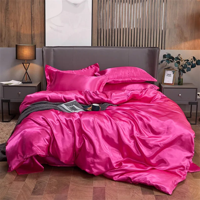 DecorBites™ Luxury Solid Color Bedding Set in Rayon Satin