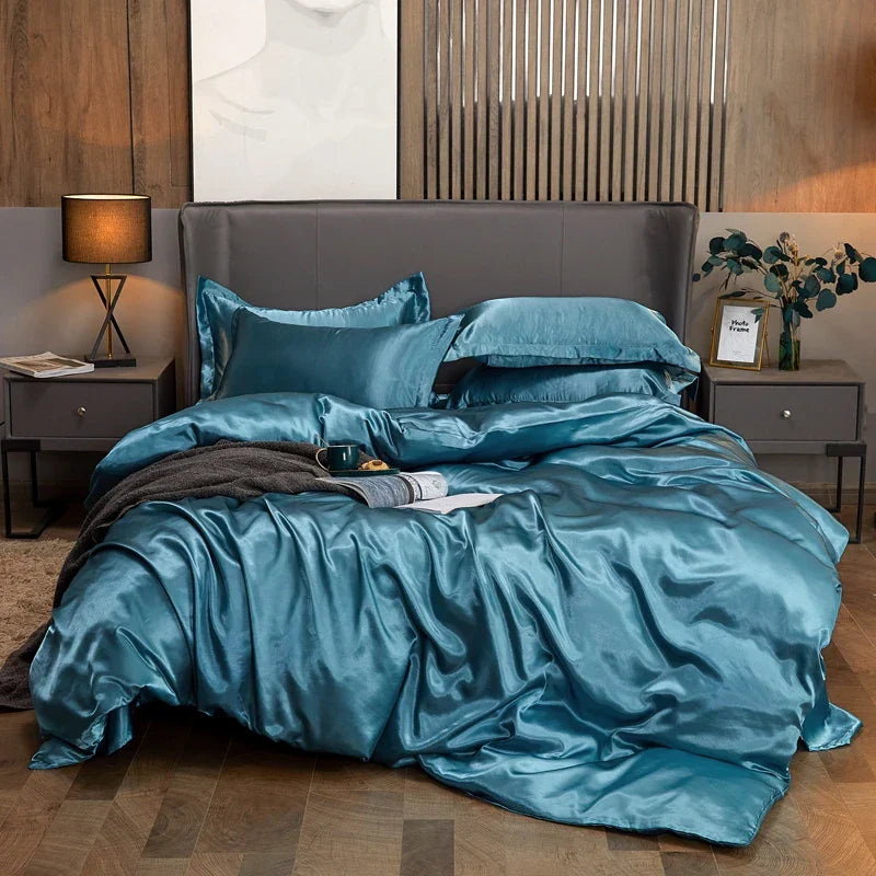 DecorBites™ Luxury Solid Color Bedding Set in Rayon Satin