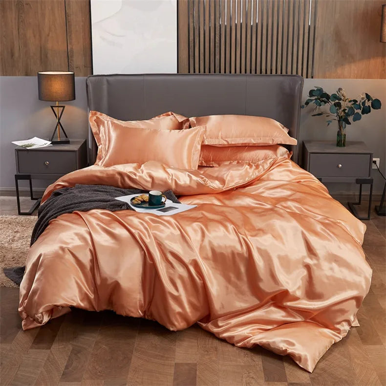 DecorBites™ Luxury Solid Color Bedding Set in Rayon Satin