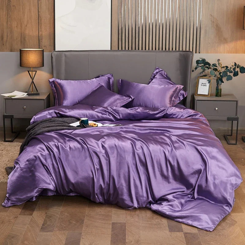 DecorBites™ Luxury Solid Color Bedding Set in Rayon Satin