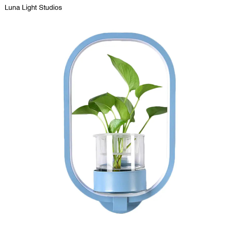DecorBites™ Macaron Metal LED Wall Sconce with Plant Pot for Bedroom - Grey/Yellow/Blue