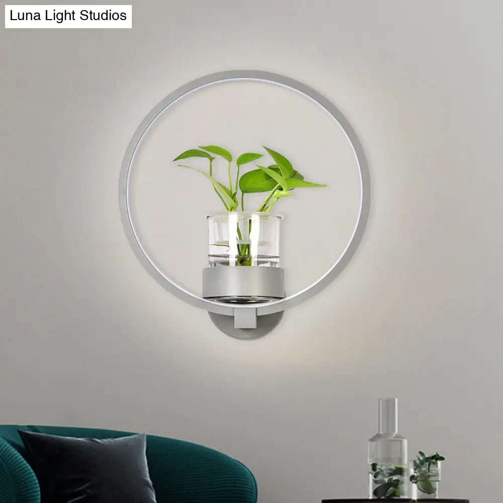 DecorBites™ Macaron Metal LED Wall Sconce with Plant Pot for Bedroom - Grey/Yellow/Blue