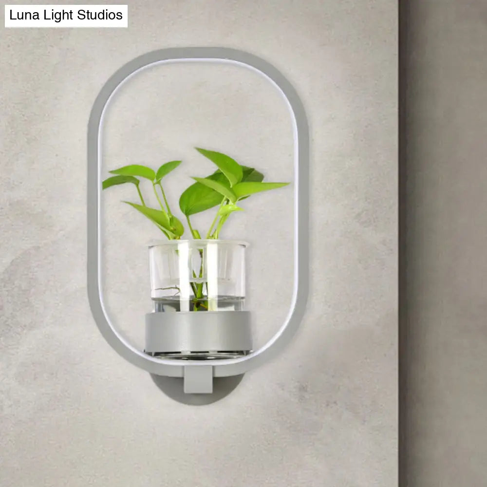 DecorBites™ Macaron Metal LED Wall Sconce with Plant Pot for Bedroom - Grey/Yellow/Blue