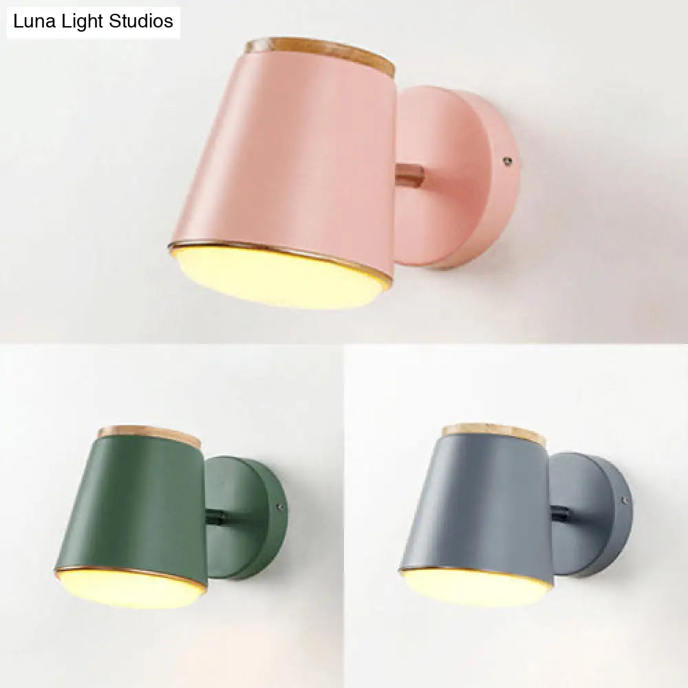 DecorBites™ Macaron Metal Tapered Wall Light in Pink/Grey/Green – Ideal for Bedroom
