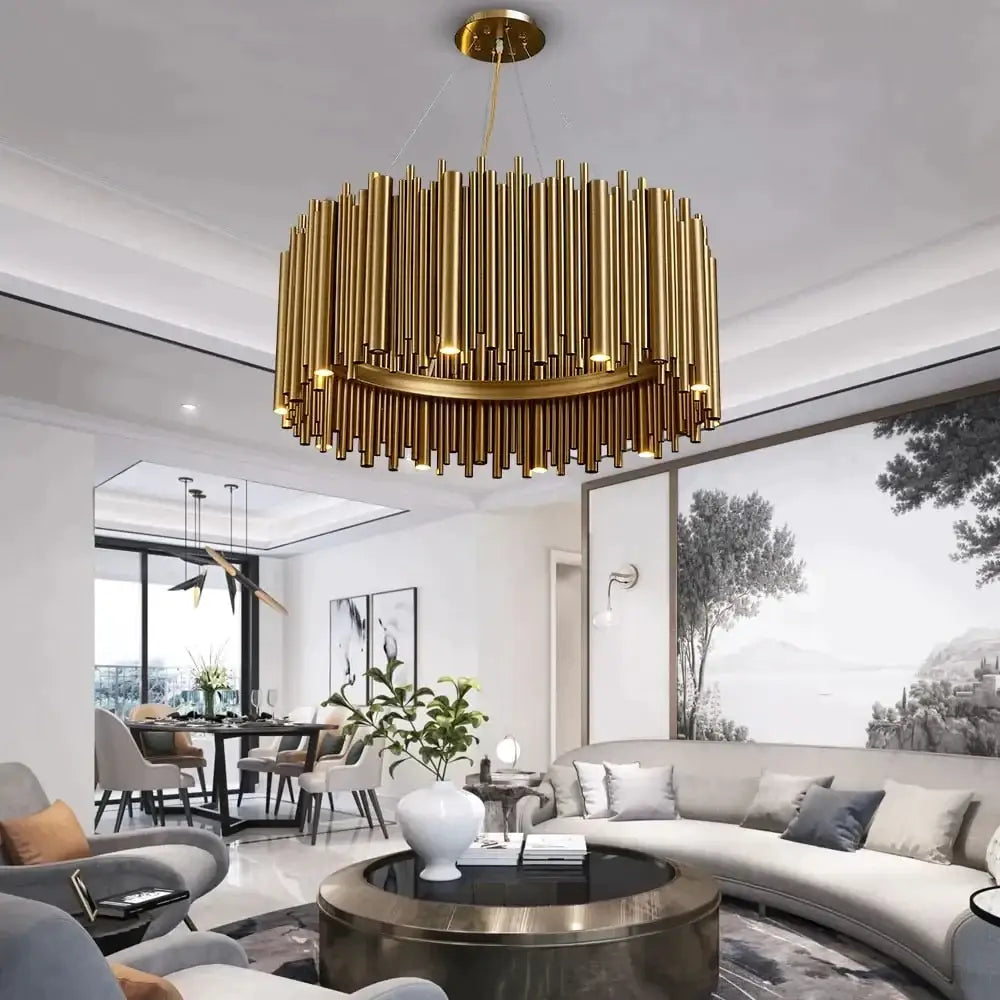 DecorBites™ Maddison - Luxury Modern Round Gold Chandelier For Living Room