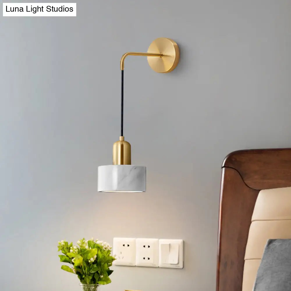 DecorBites™ Marble LED Wall Light - Simplicity in Drum Shape