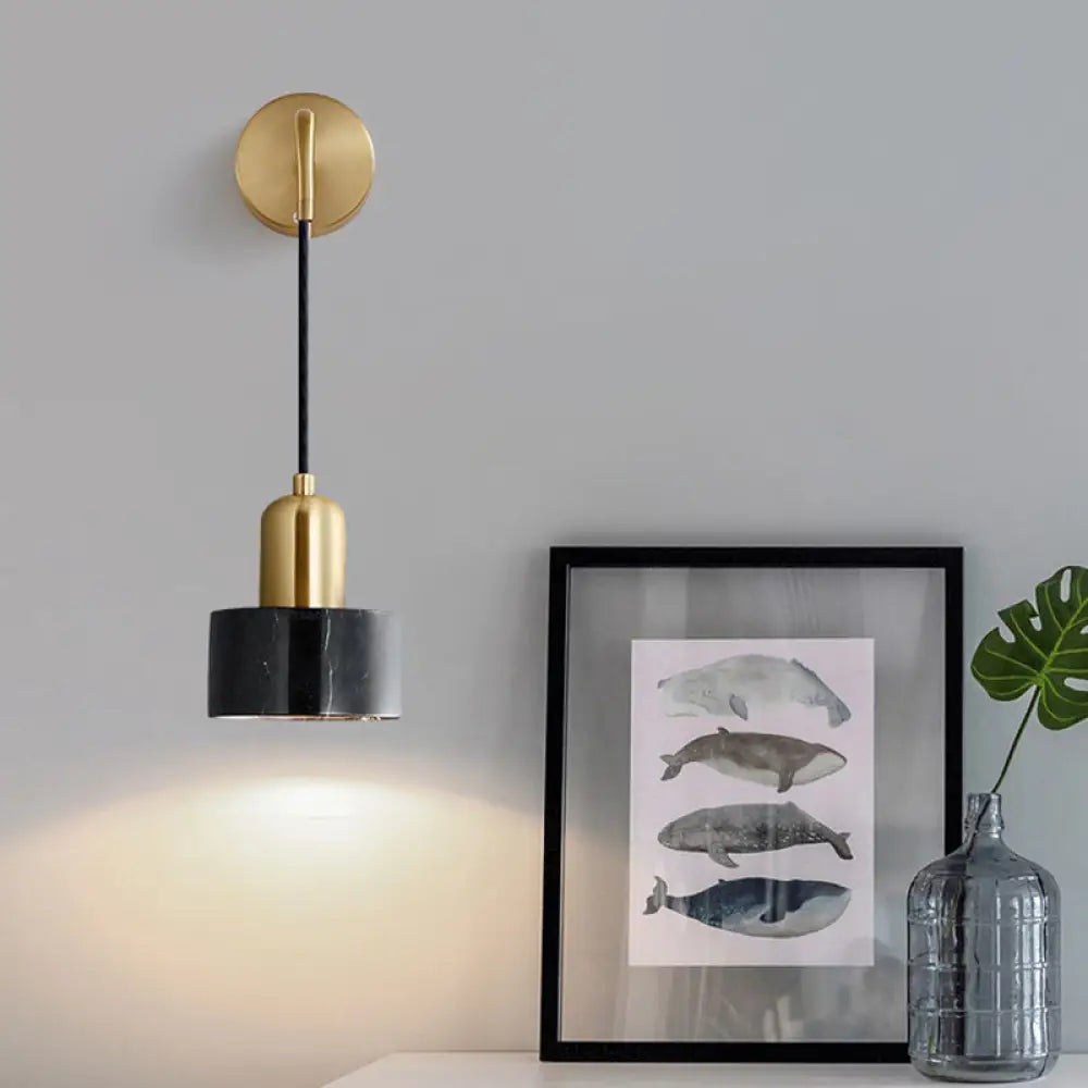 DecorBites™ Marble LED Wall Light - Simplicity in Drum Shape