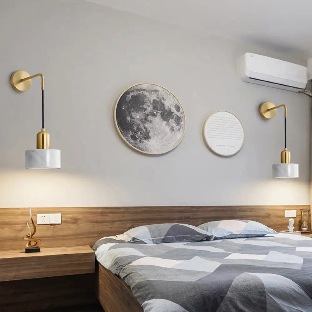 DecorBites™ Marble LED Wall Light - Simplicity in Drum Shape
