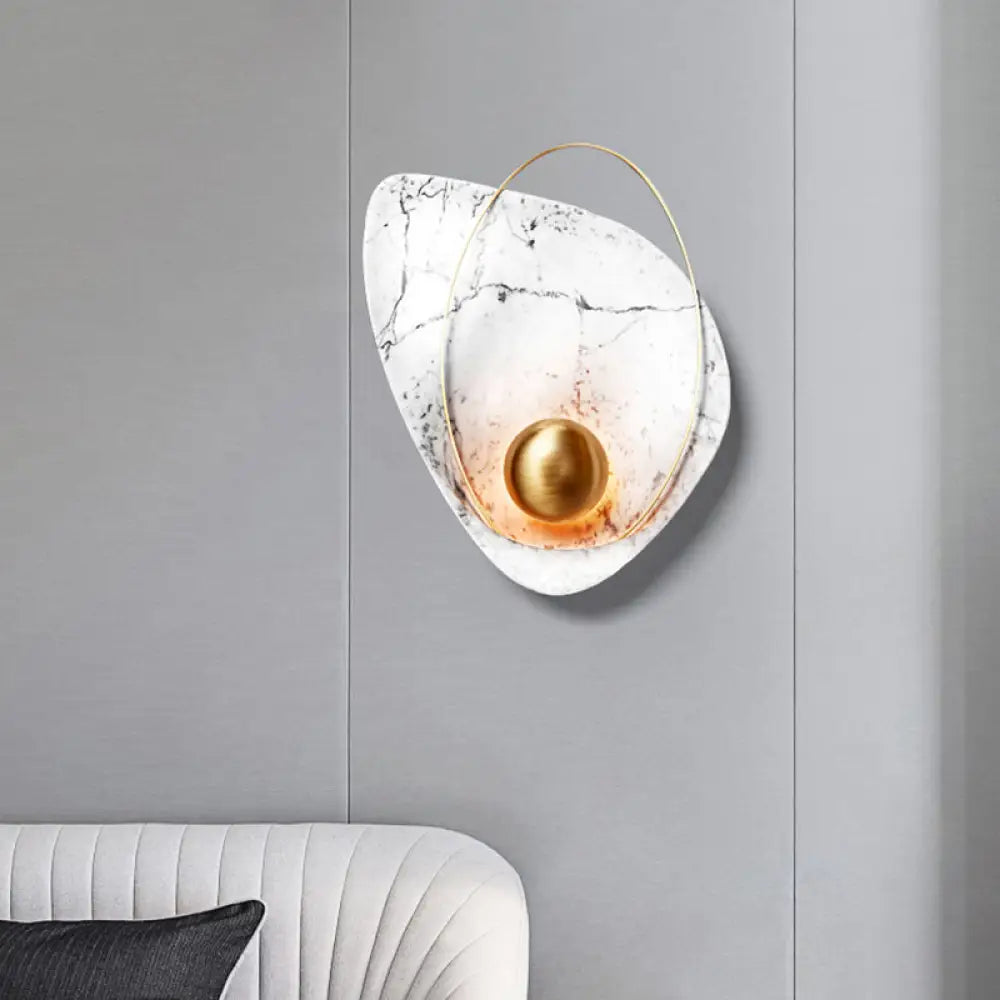 DecorBites™ Marble Teardrop Sconce Lamp: Designer 1-Light Flush Mount Wall Light in Black/White for Living Room