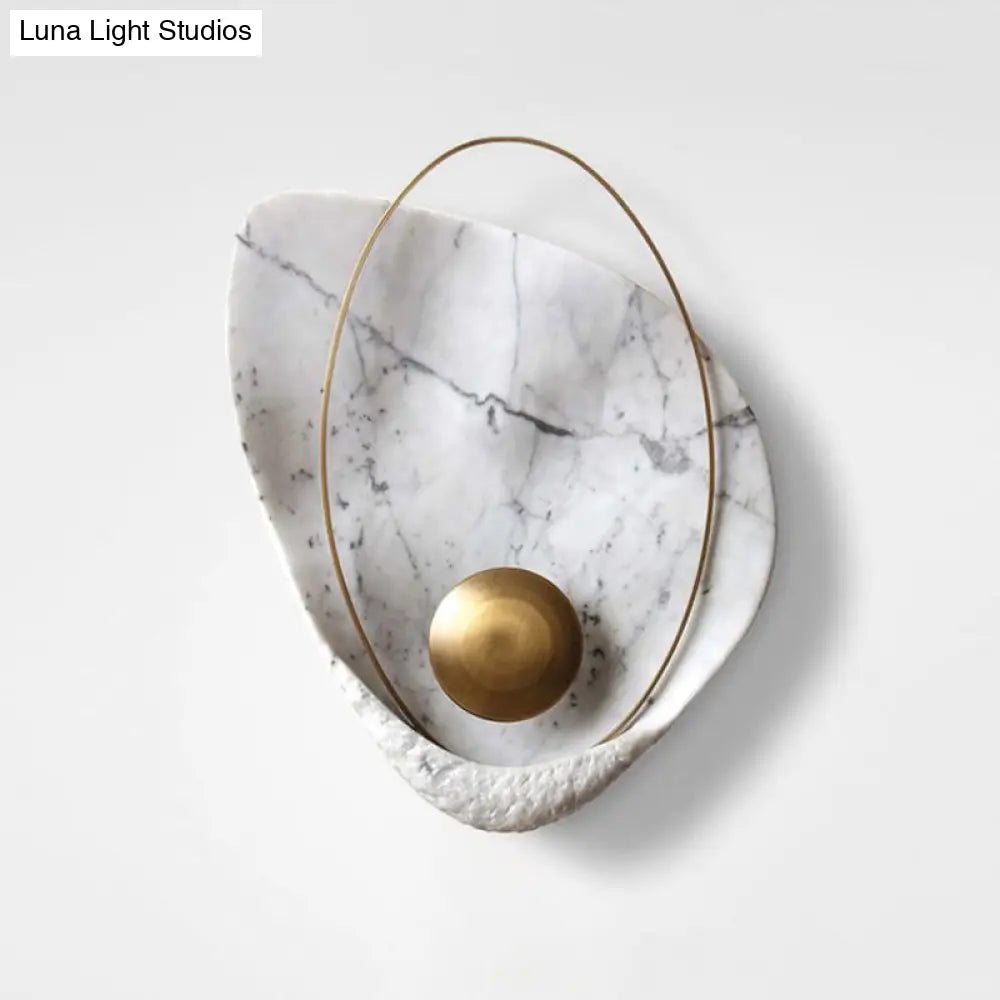 DecorBites™ Marble Teardrop Sconce Lamp: Designer 1-Light Flush Mount Wall Light in Black/White for Living Room