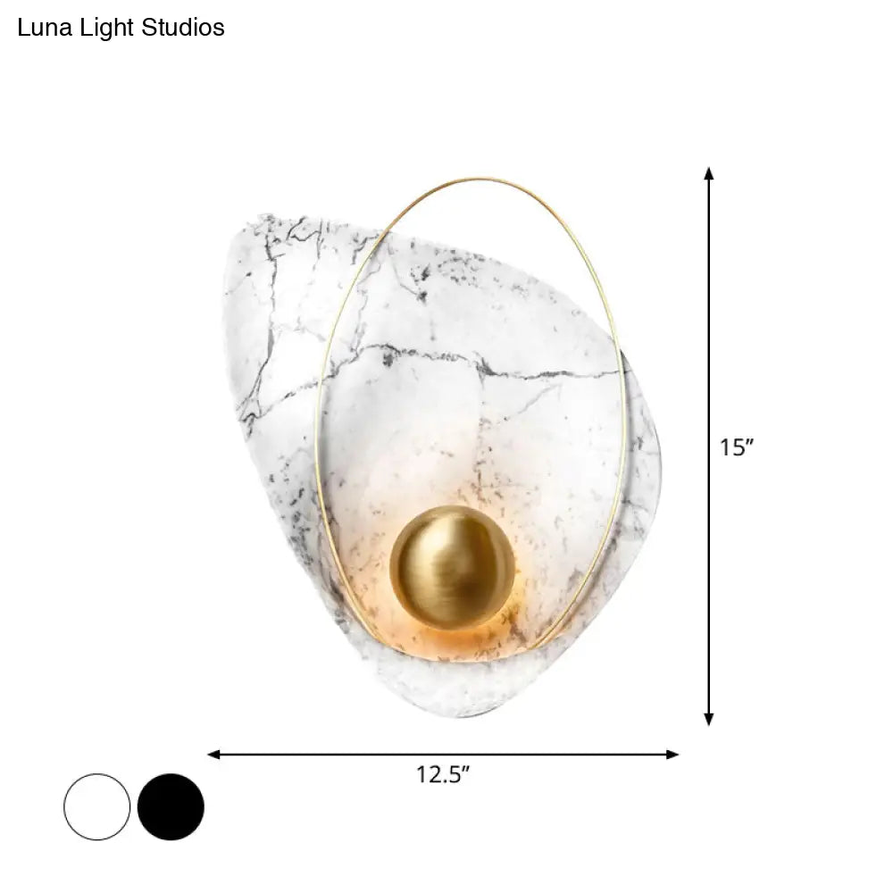 DecorBites™ Marble Teardrop Sconce Lamp: Designer 1-Light Flush Mount Wall Light in Black/White for Living Room