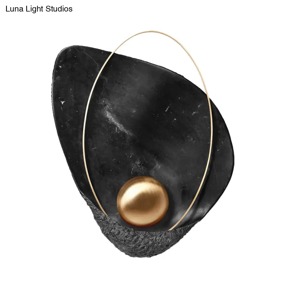 DecorBites™ Marble Teardrop Sconce Lamp: Designer 1-Light Flush Mount Wall Light in Black/White for Living Room