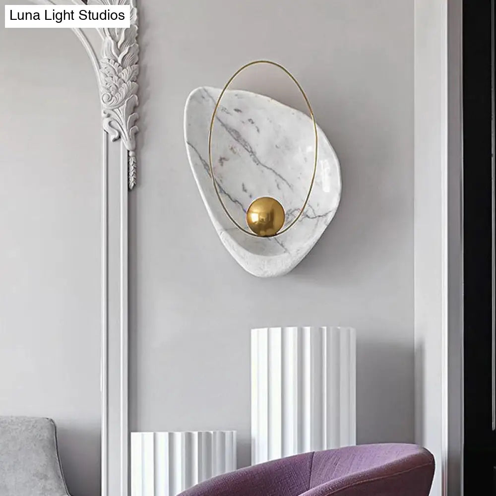 DecorBites™ Marble Teardrop Sconce Lamp: Designer 1-Light Flush Mount Wall Light in Black/White for Living Room