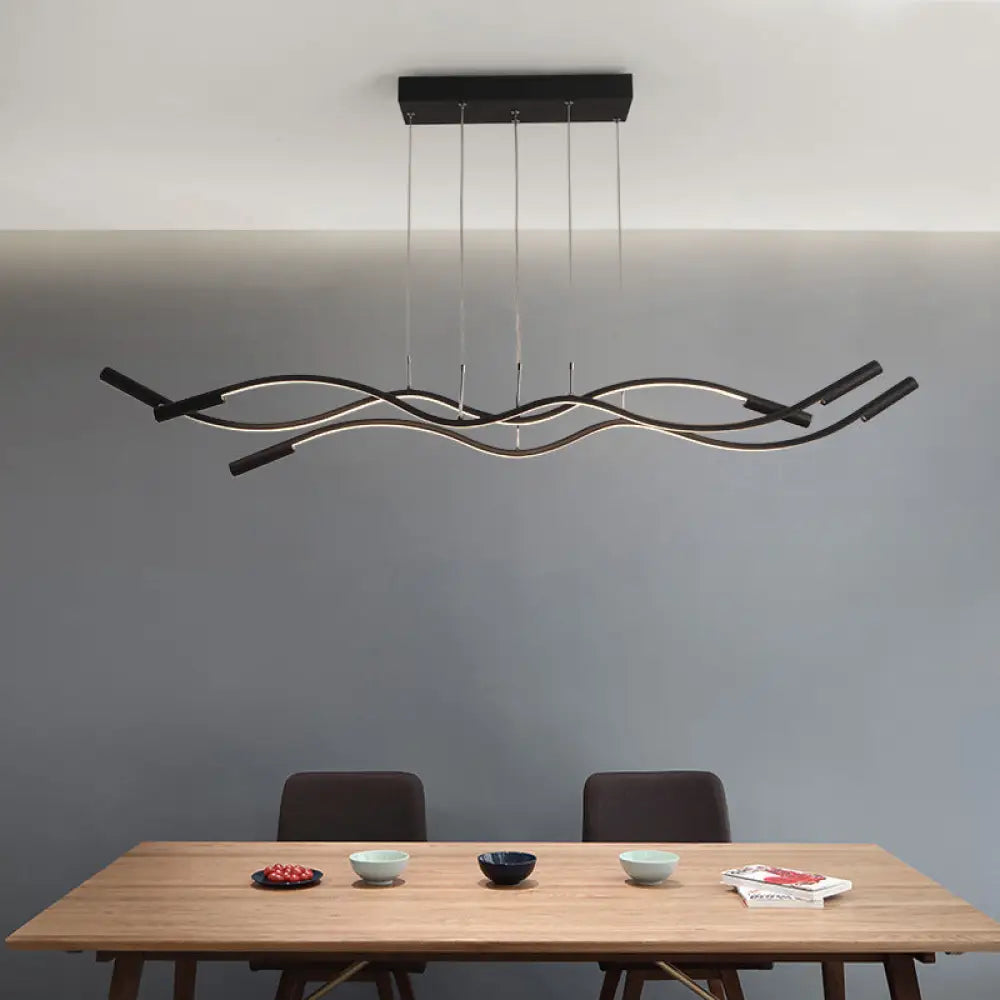 DecorBites™ Metal Artistic LED Pendant Light for Dining Room Island with Twisted Lines