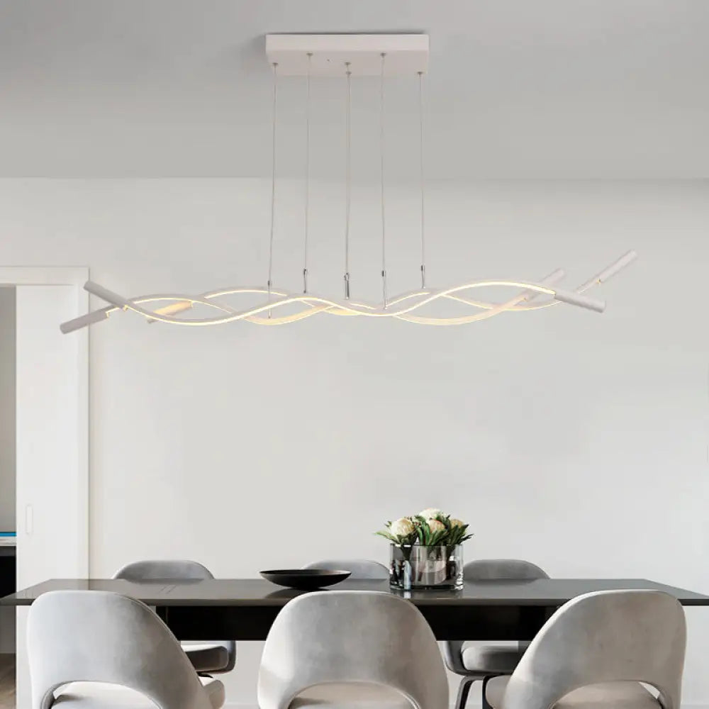 DecorBites™ Metal Artistic LED Pendant Light for Dining Room Island with Twisted Lines