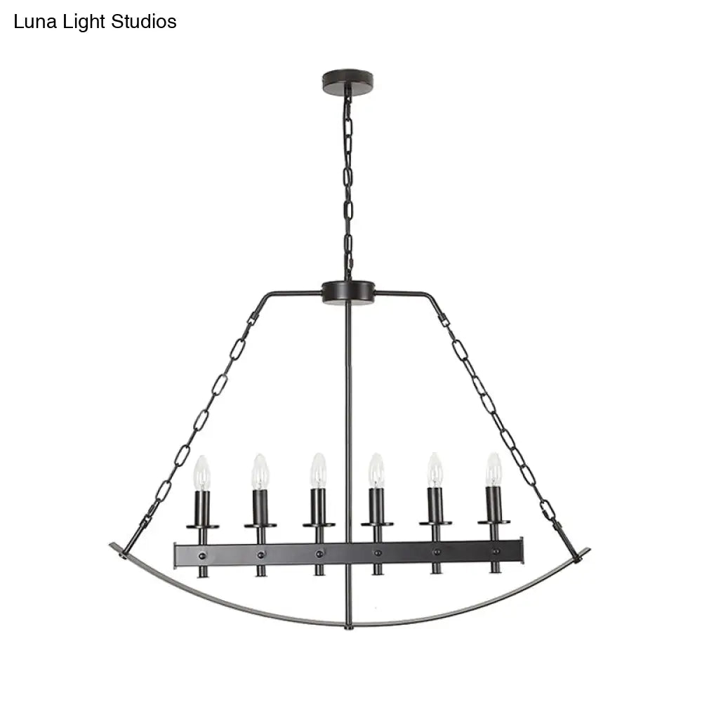 DecorBites™ Metal Black Island Lighting: Exposed Bulb 6-Light Ceiling Pendant for Dining Room - Classical Design