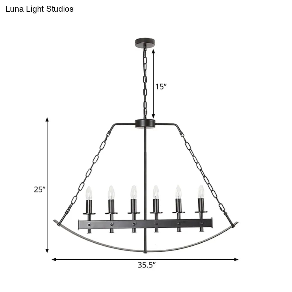 DecorBites™ Metal Black Island Lighting: Exposed Bulb 6-Light Ceiling Pendant for Dining Room - Classical Design
