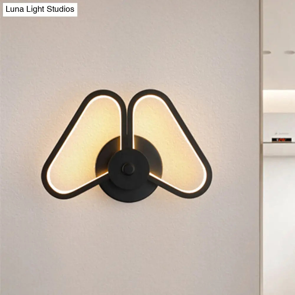 DecorBites™ Metal Double Triangles Sconce Light - Simplicity White/Black LED Wall Lighting in White/Warm Light