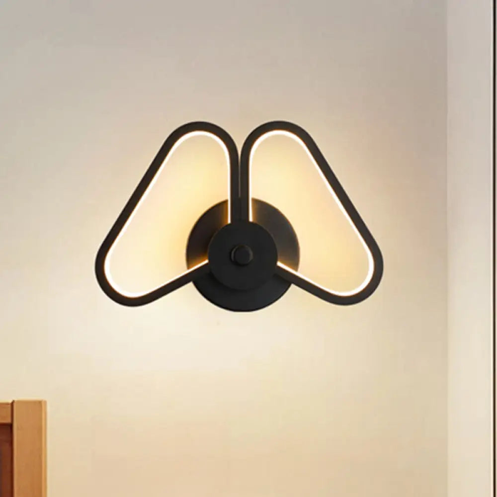 DecorBites™ Metal Double Triangles Sconce Light - Simplicity White/Black LED Wall Lighting in White/Warm Light