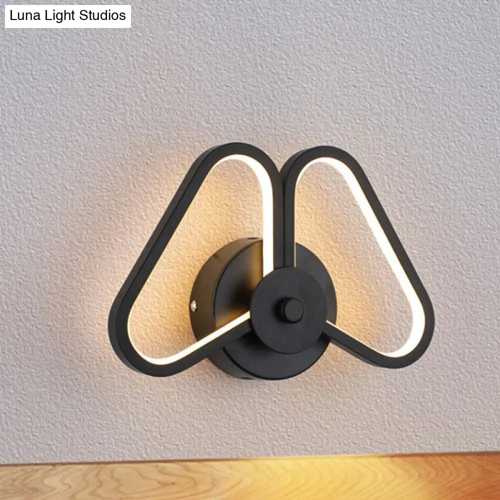 DecorBites™ Metal Double Triangles Sconce Light - Simplicity White/Black LED Wall Lighting in White/Warm Light