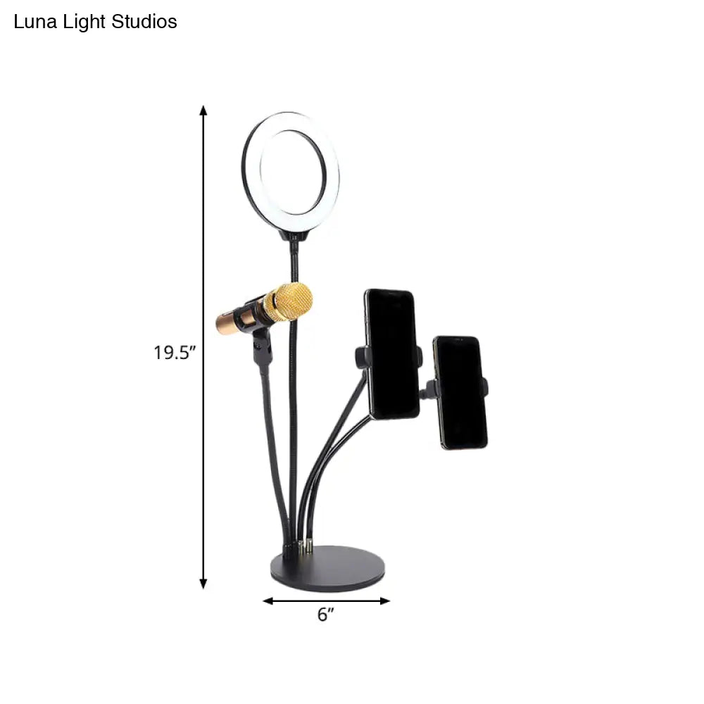 DecorBites™ Metal LED Circle Mirror with USB Port and Flash Lighting