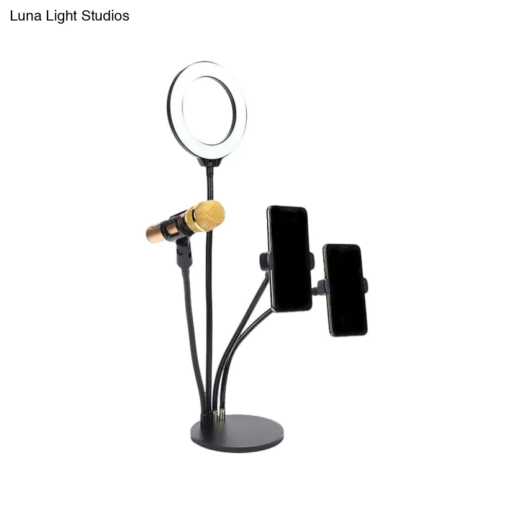 DecorBites™ Metal LED Circle Mirror with USB Port and Flash Lighting